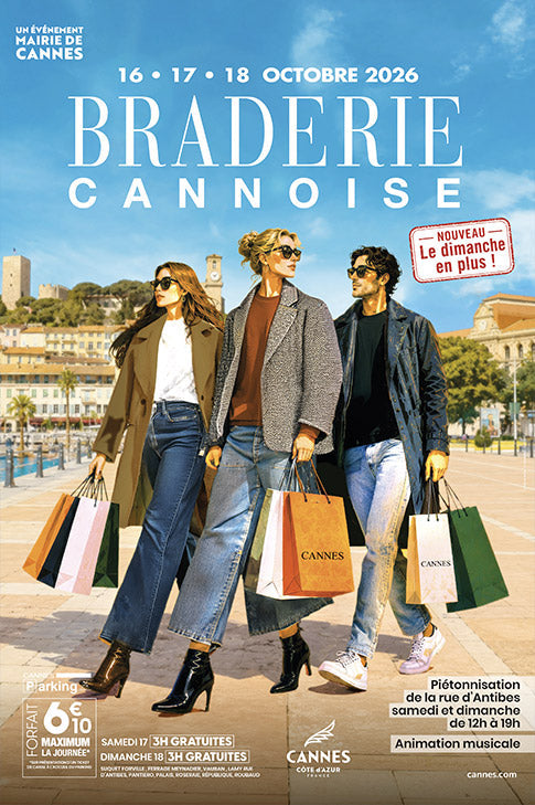 Affiche officielle de la Braderie cannoise 2026, du 16 au 18 octobre à Cannes, Le Shop 17 Cannes