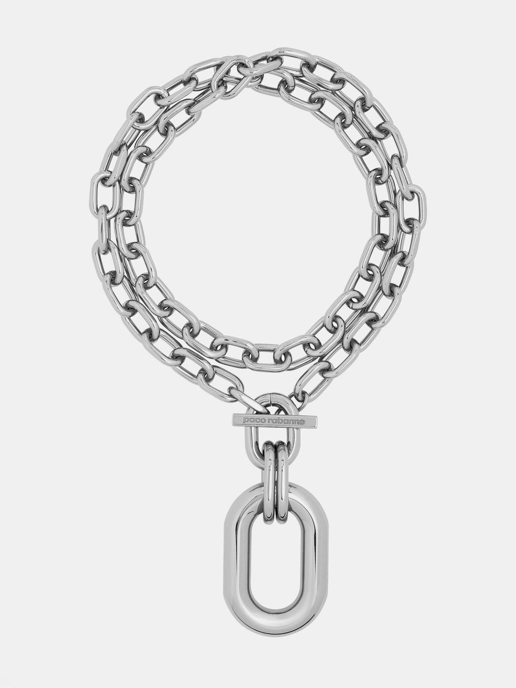 COLLIER DOUBLE XL LINK À PENDENTIF ARGENTÉ – Rabanne