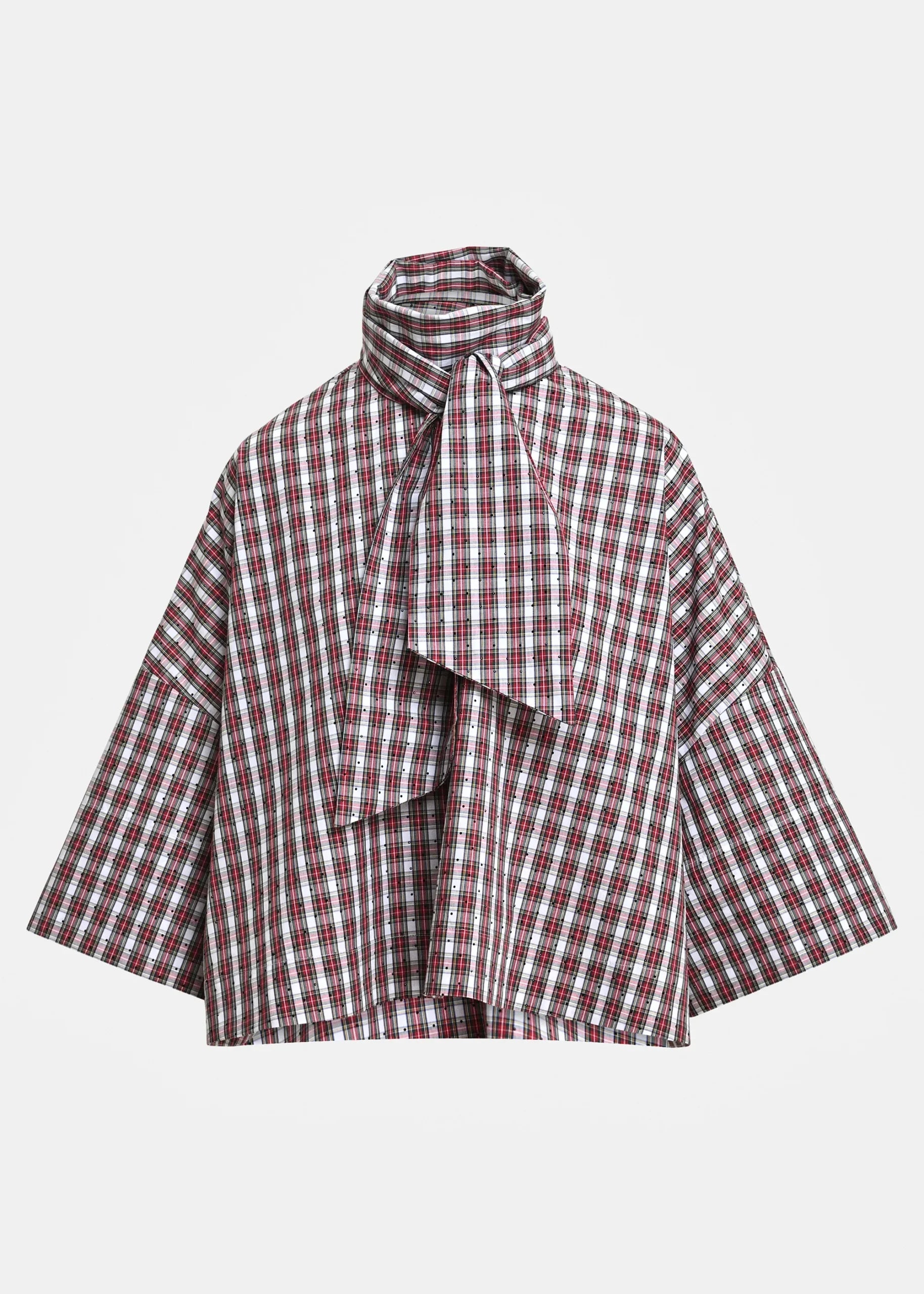 chemise over lavalère  à carreaux et petit brillants