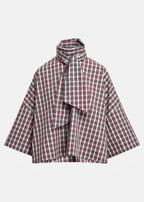 chemise over lavalère  à carreaux et petit brillants