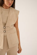 Veste austin en daim  attaches sans manches