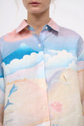 Chemise manches longue en ramie imprimée