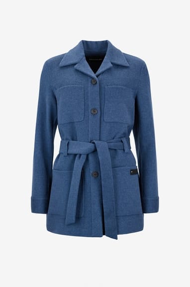 Manteau court en flanelle de laine et cachemire