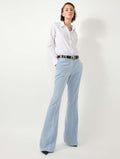 PANTALON BOOTLEG EN CHEVRON CRÊPE BLEU CIEL