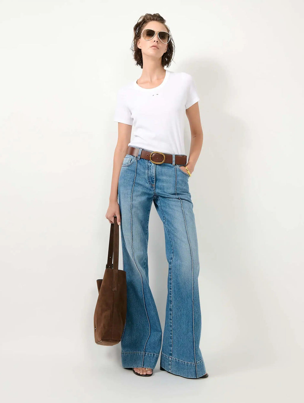 JEAN FLARE EN DENIM BLEU