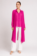 Fushia Long shirt with scarf flops silk