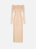 Robe midi en dentelle brodée rose Rabanne