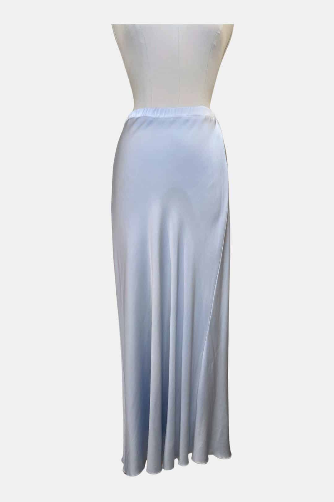 Jupe longue soie élasthanne couleur dusty blueAvant Toi
