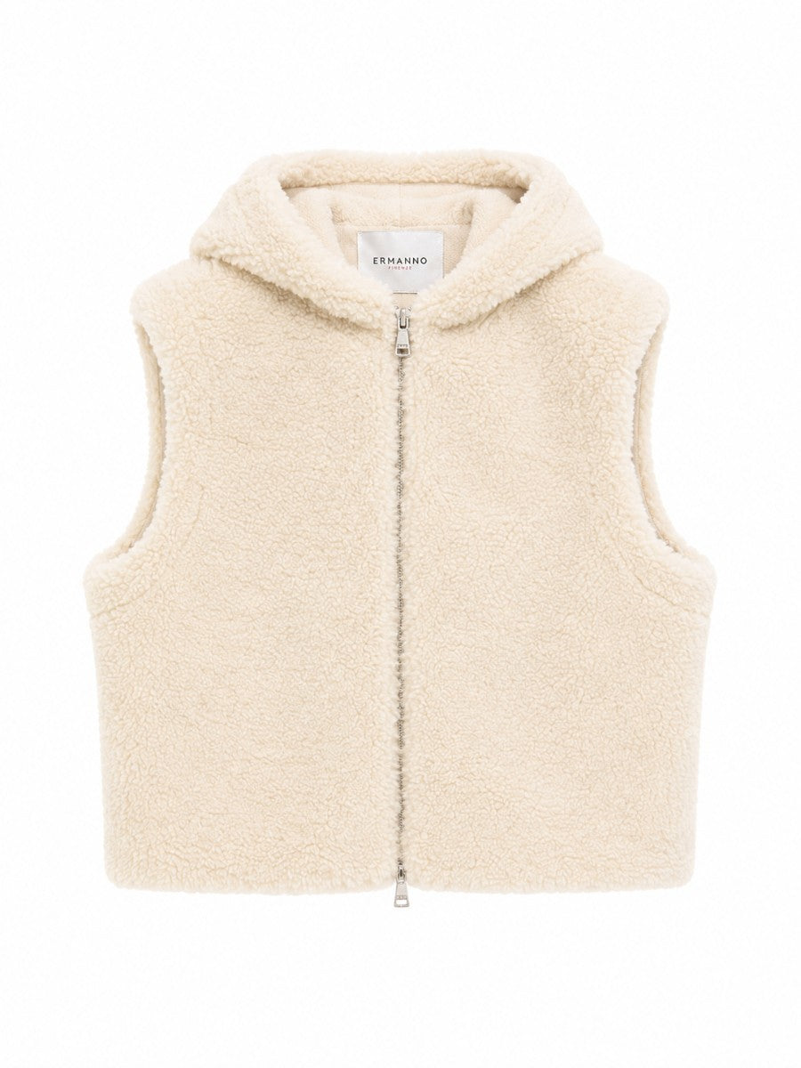 Gilet sans manches à capuche en sherpa