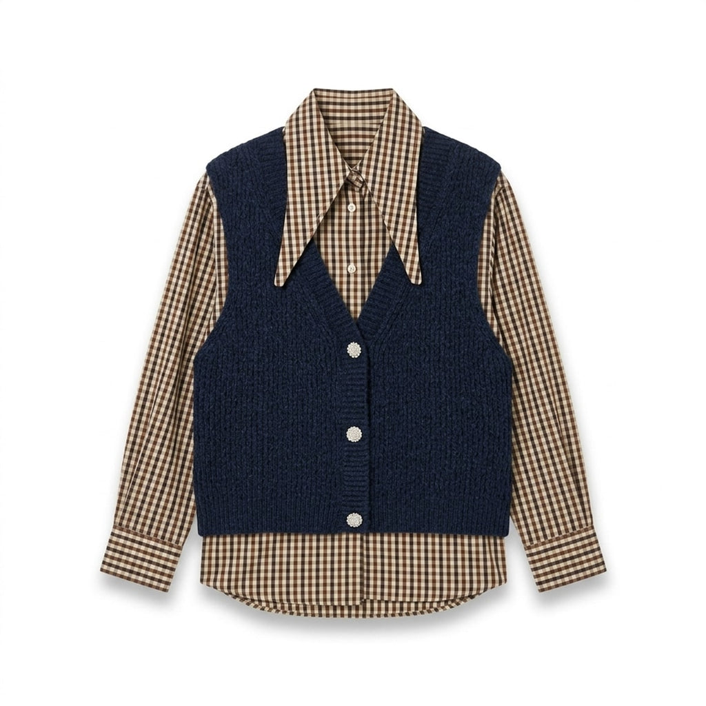 Chemise Kute a carreaux  + gilet intégré en maille