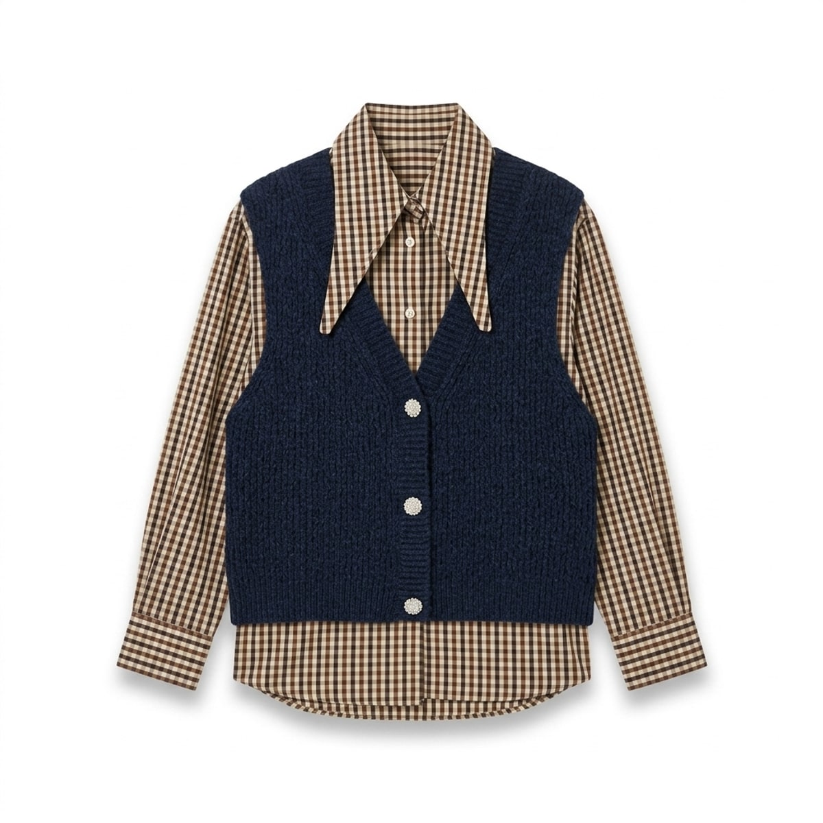 Chemise Kute a carreaux  + gilet intégré en maille