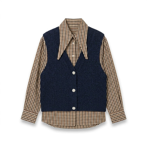 Chemise Kute a carreaux  + gilet intégré en maille