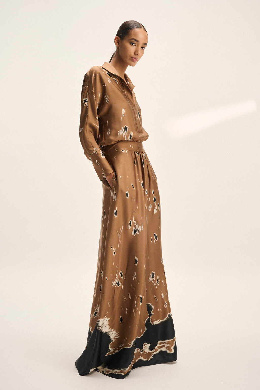 ROBE MAXI EN TWILL IMPRIMÉ