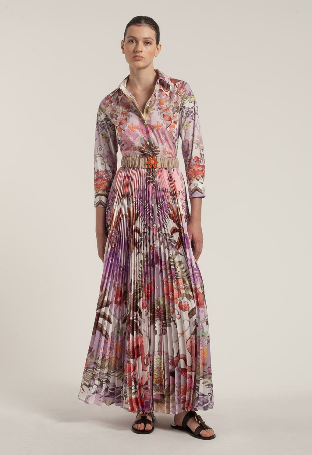 Robe imprimé palmier flamant rose