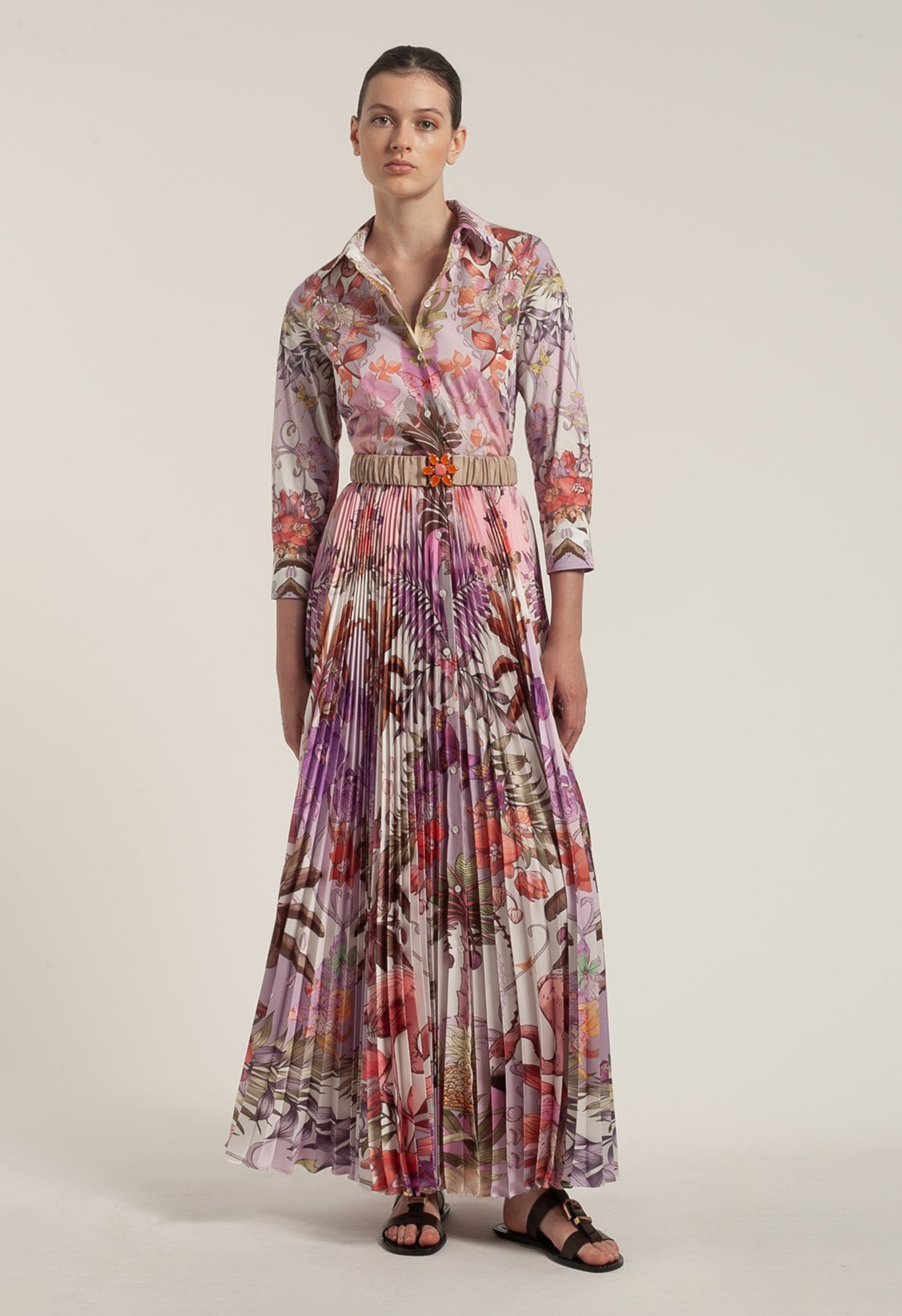 Robe imprimé palmier flamant rose