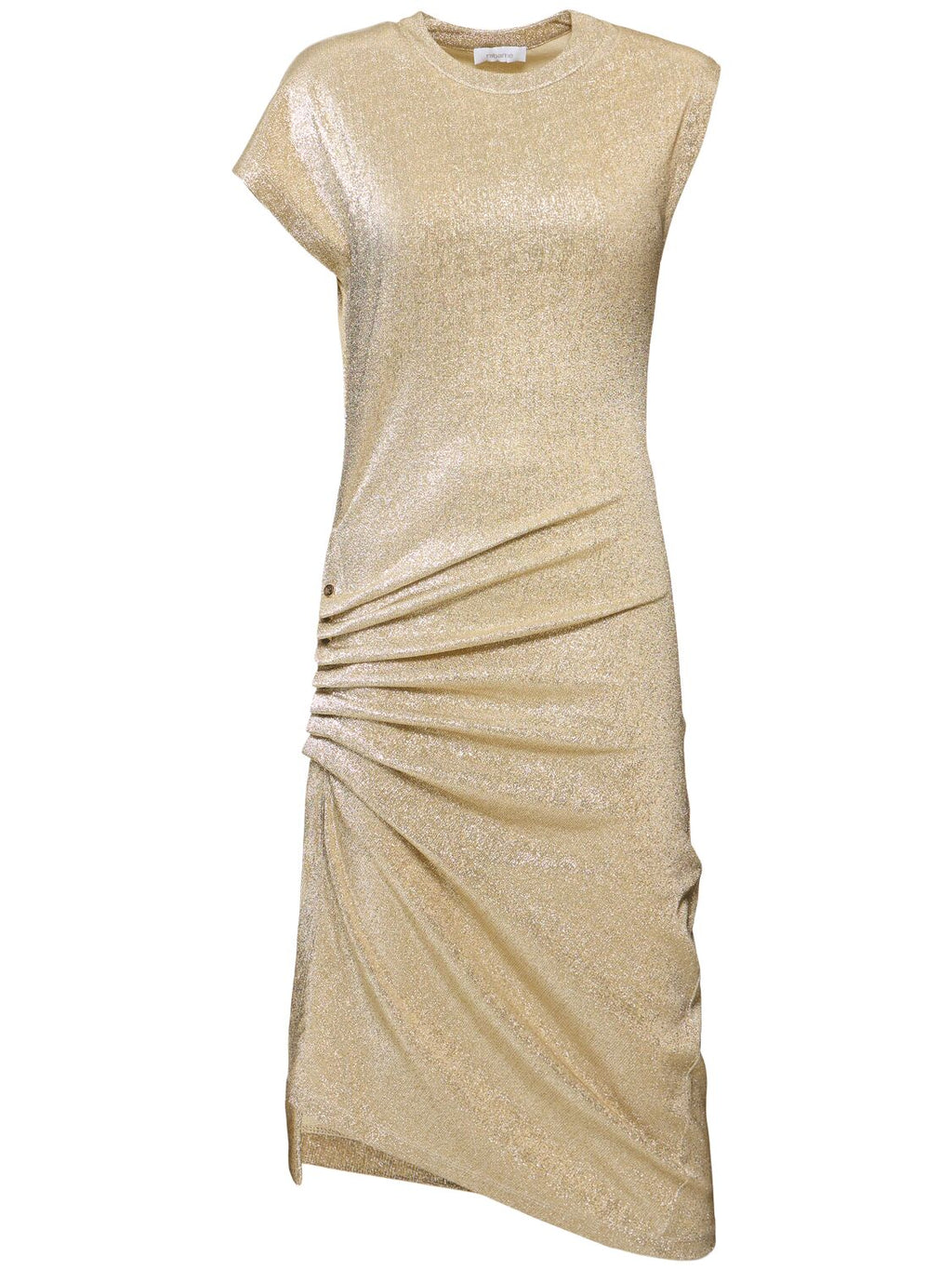 Robe midi en jersey stretch lurex argent et or