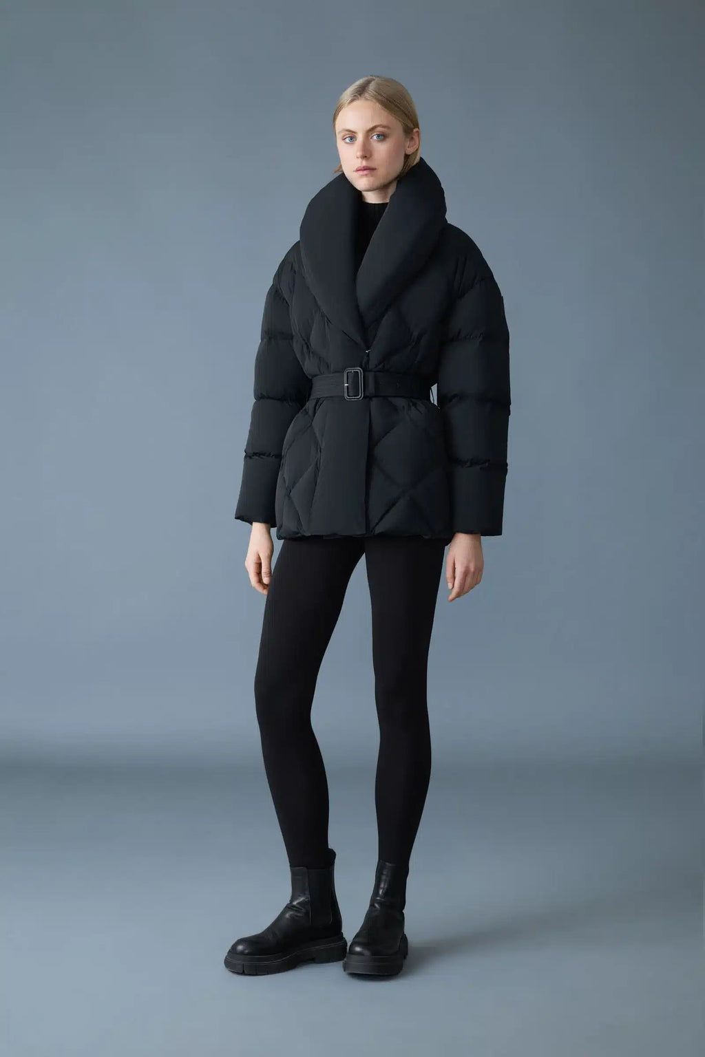 OLIVE Manteau en duvet avec ceinture et col châle