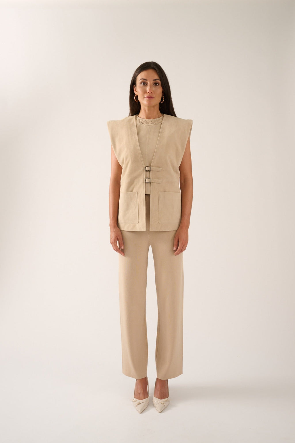 Veste austin en daim  attaches sans manches