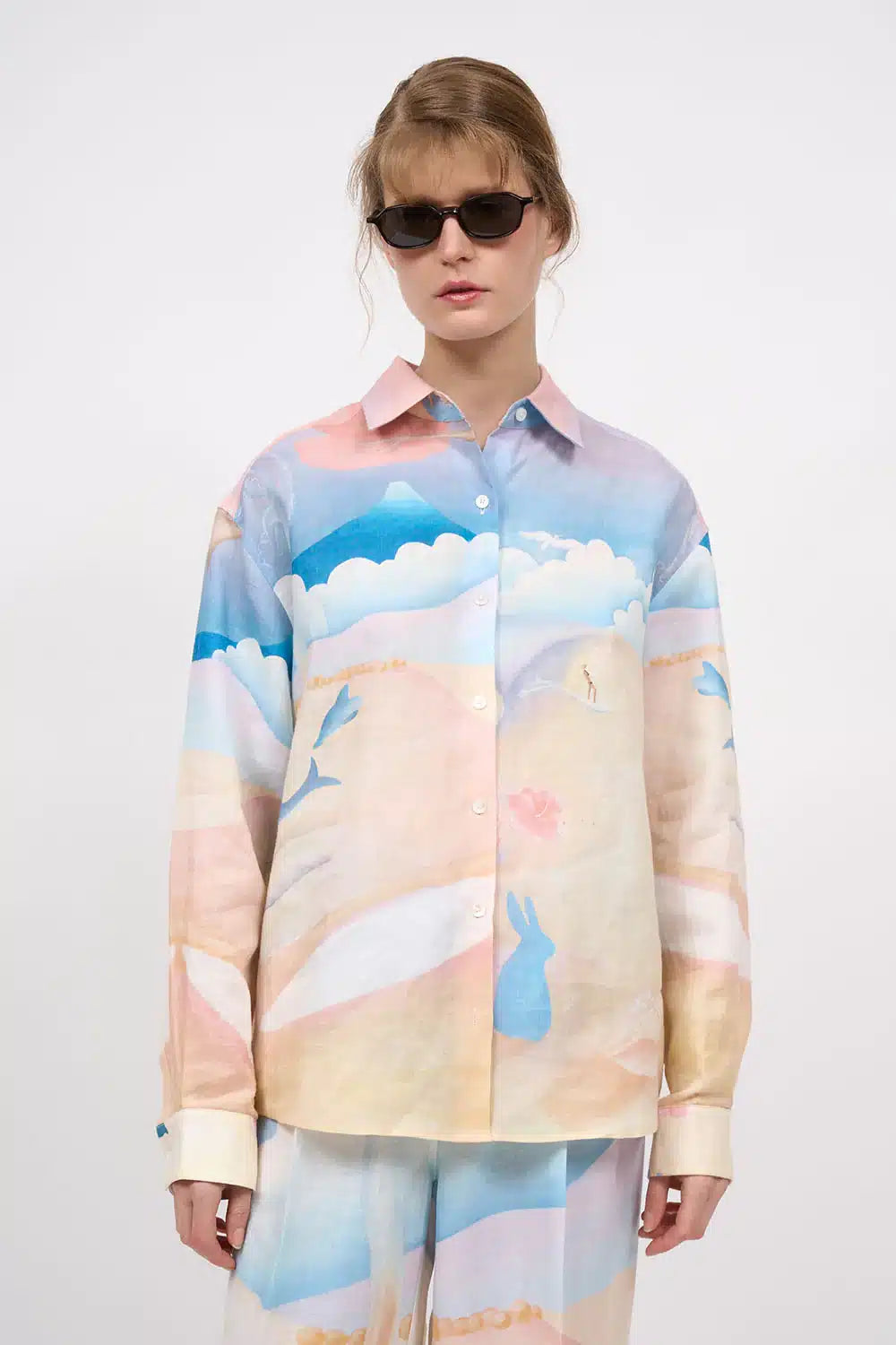 Chemise manches longue en ramie imprimée