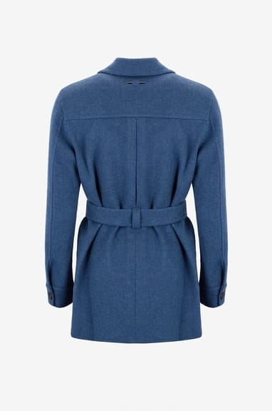 Manteau court en flanelle de laine et cachemire