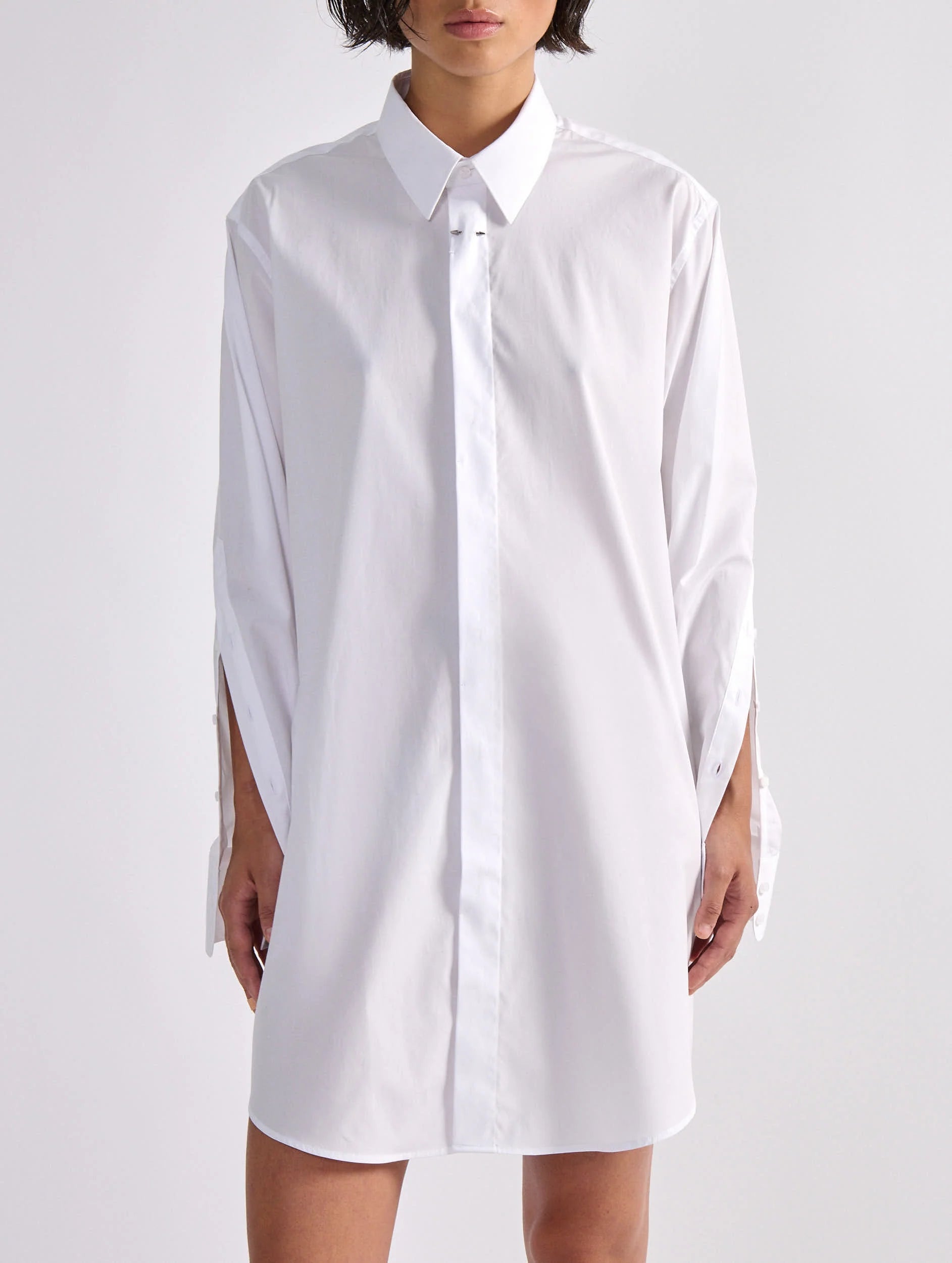 ROBE CHEMISE EN POPELINE BLANCHE