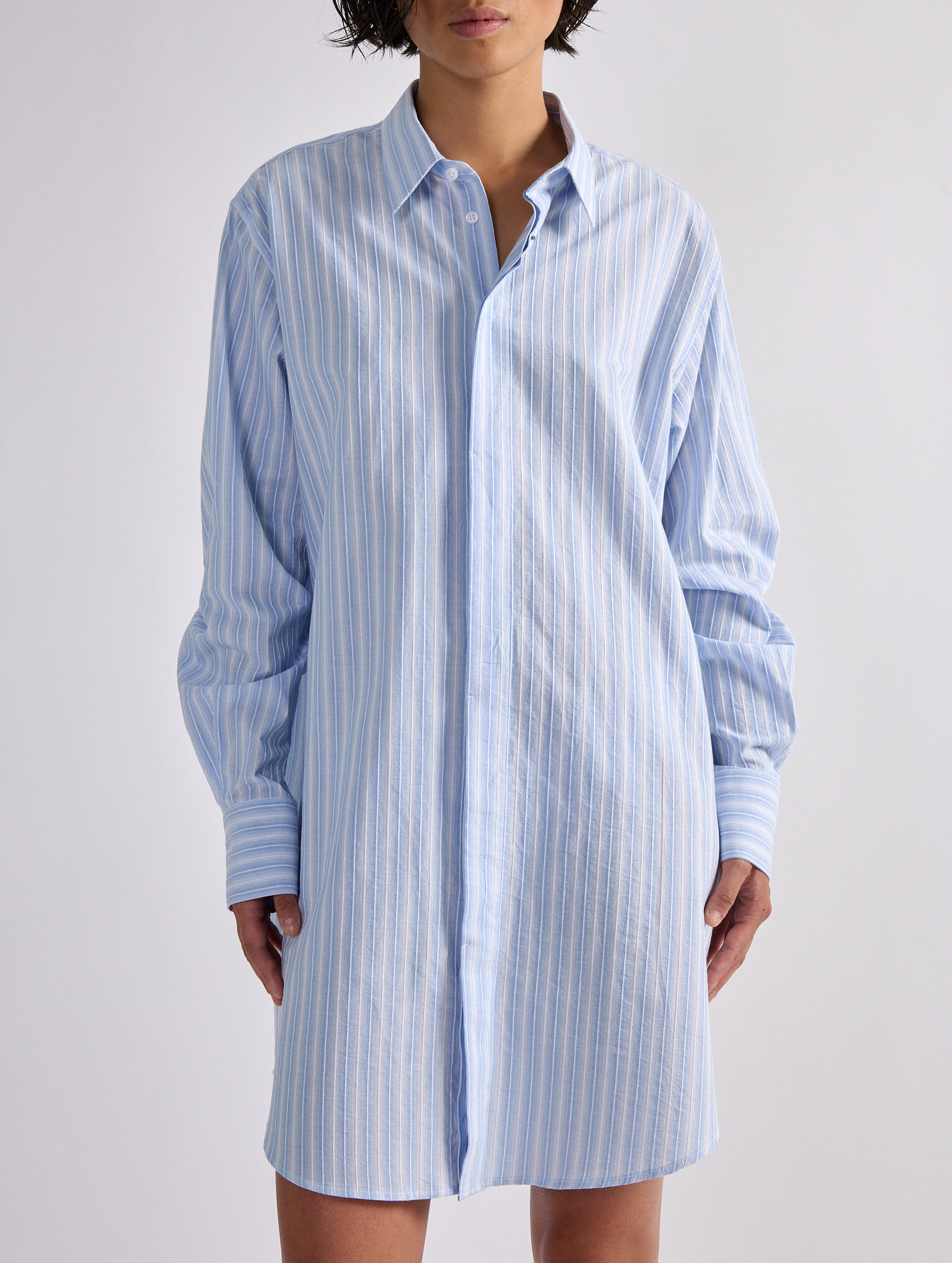 ROBE CHEMISE À RAYURES OXFORD FAÇONNÉE