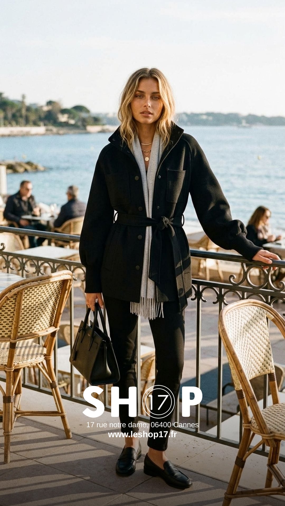 SHANIA Manteau mi-long à ceinture en laine double face                  JUSQU’À -5ºC