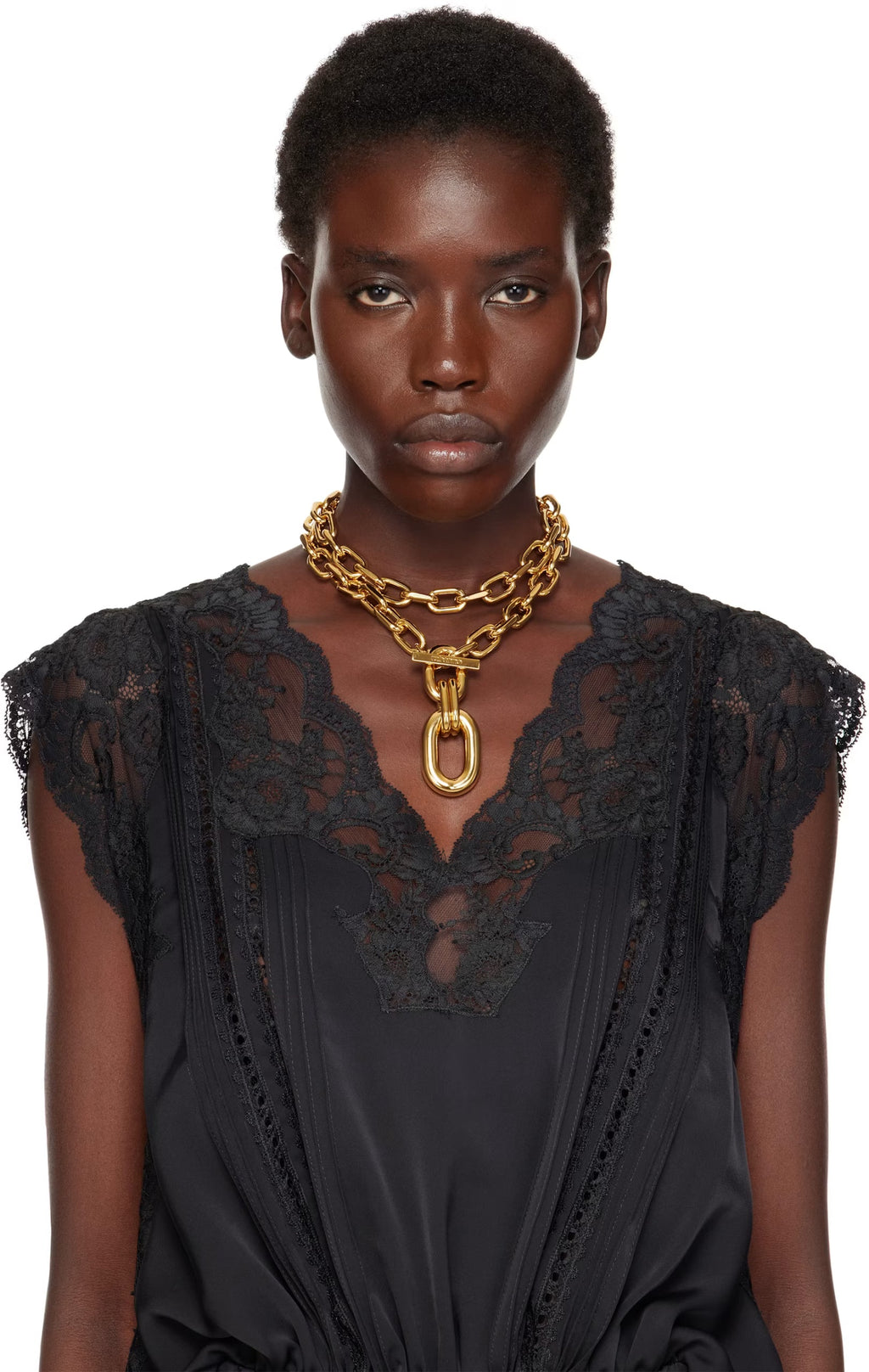 Collier double tour à pendentif de gros maillons