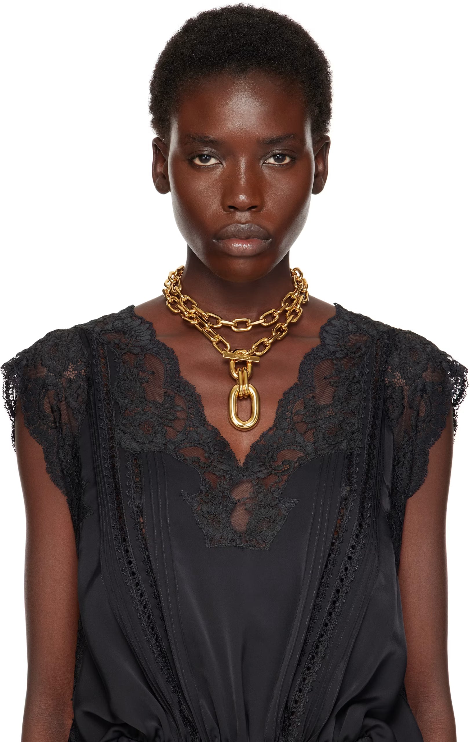 Collier double tour à pendentif de gros maillons
