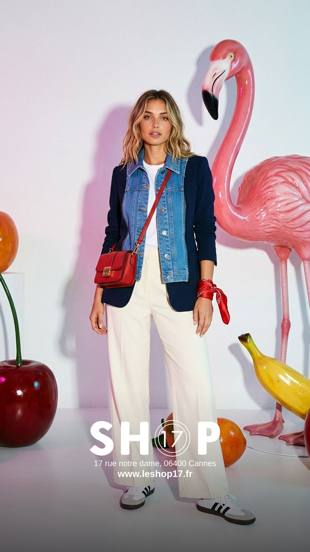 Plastron en jean  Denim bleu à zipper sur la veste  Miller dickey