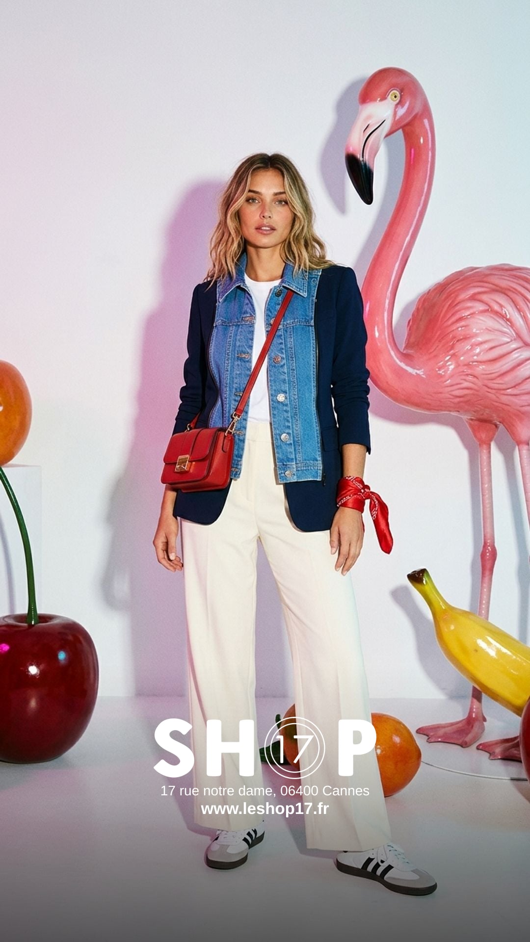 Plastron en jean  Denim bleu à zipper sur la veste  Miller dickey