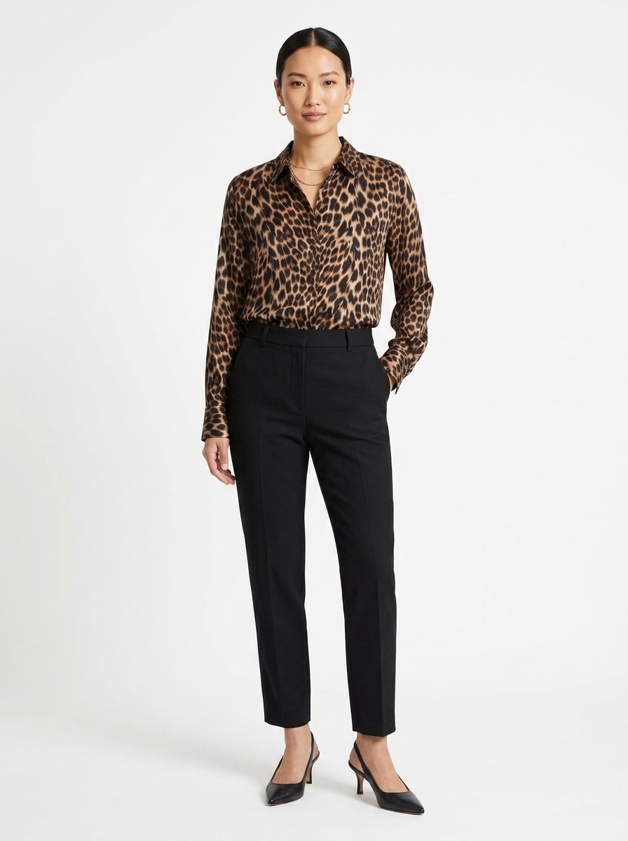 chemise Penny en soie imprimée Leopard