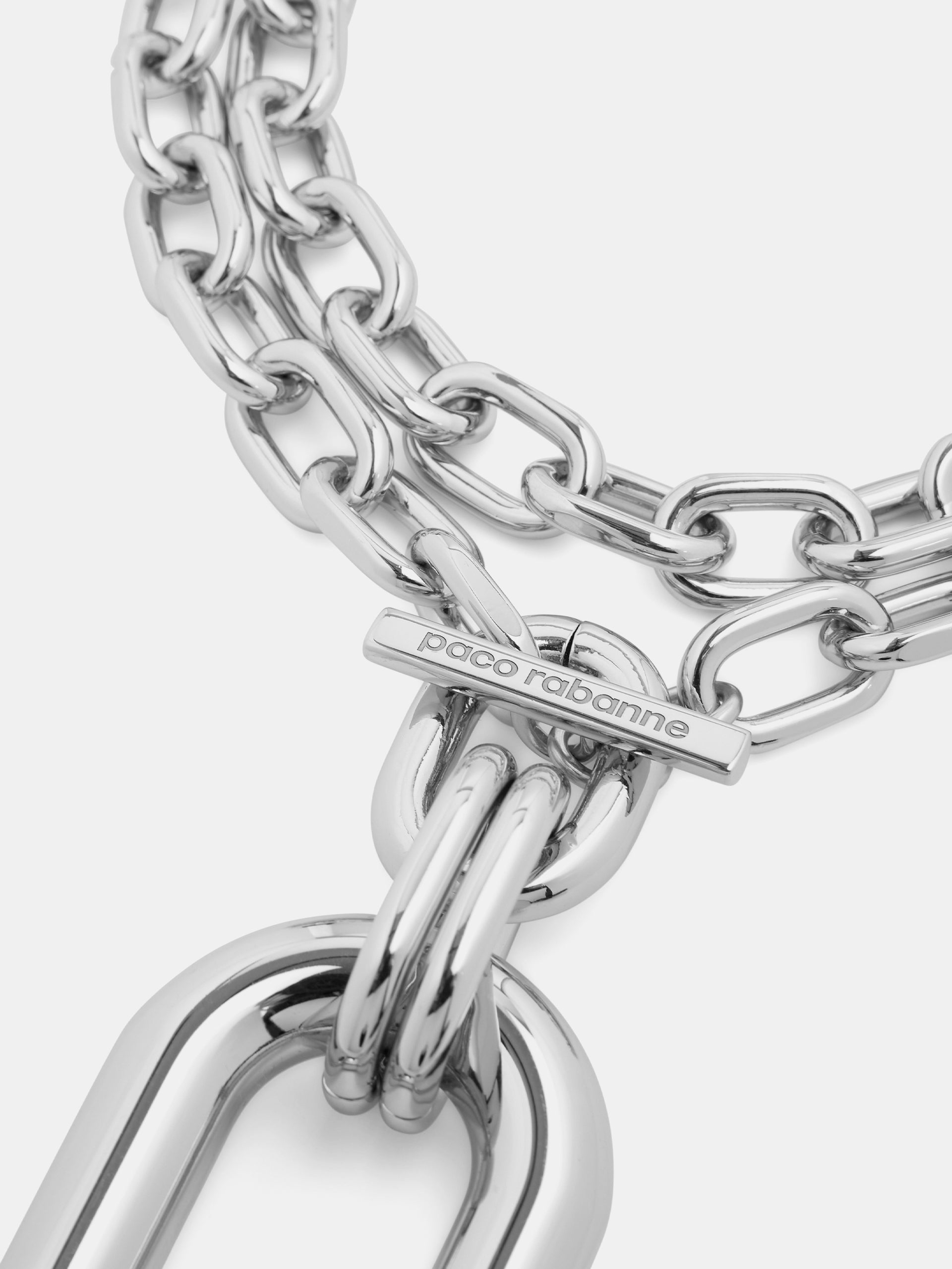 COLLIER DOUBLE XL LINK À PENDENTIF ARGENTÉ – Rabanne