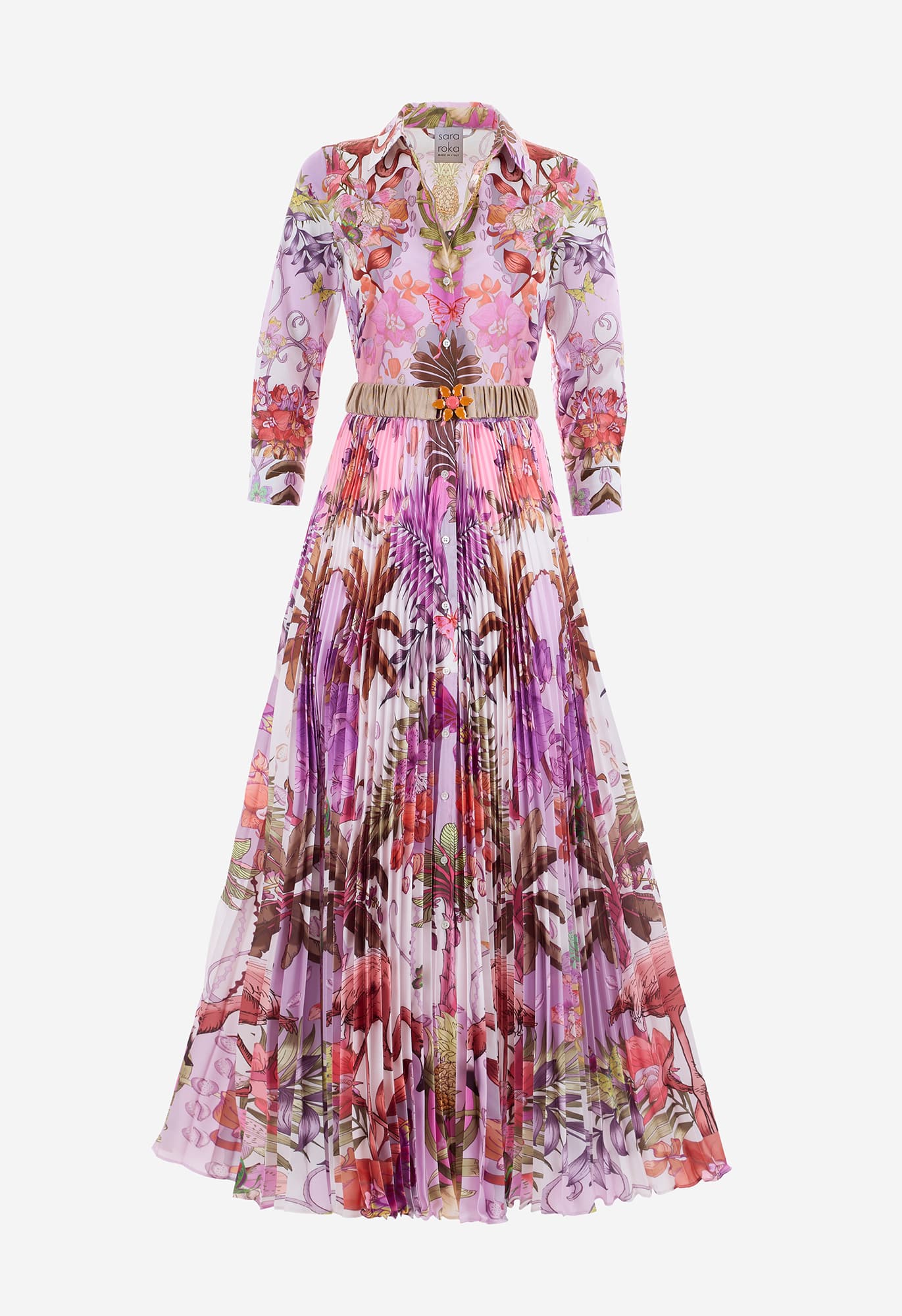 Robe imprimé palmier flamant rose
