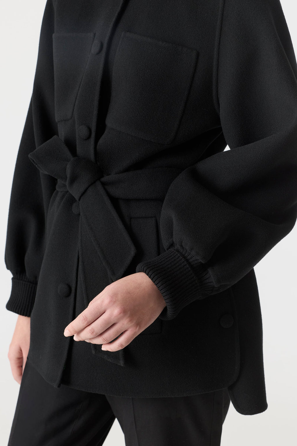 SHANIA Manteau mi-long à ceinture en laine double face                  JUSQU’À -5ºC