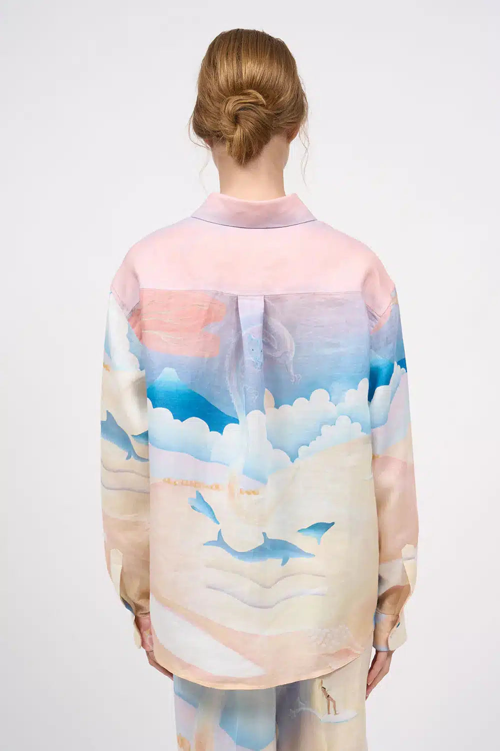 Chemise manches longue en ramie imprimée