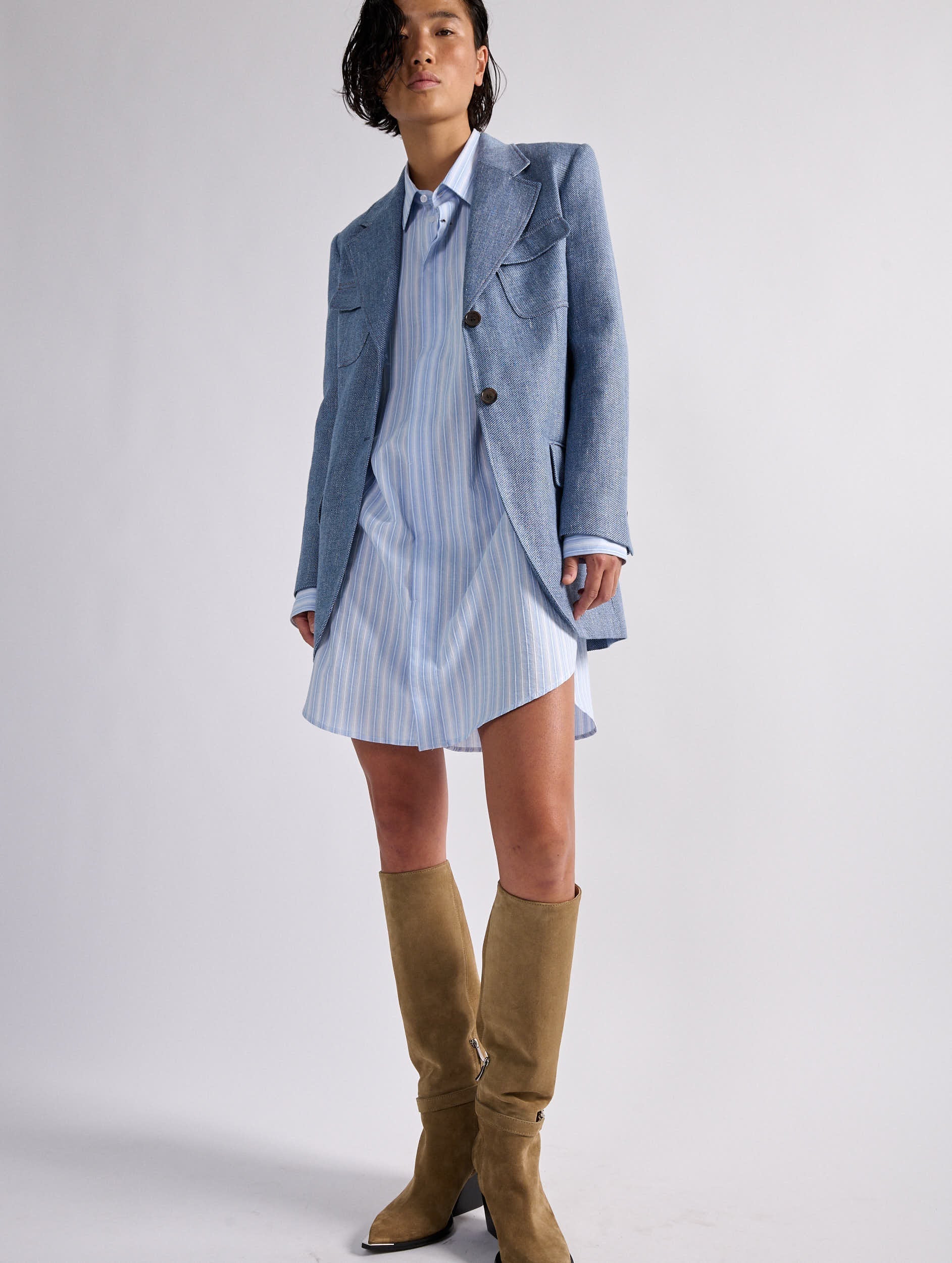 ROBE CHEMISE À RAYURES OXFORD FAÇONNÉE