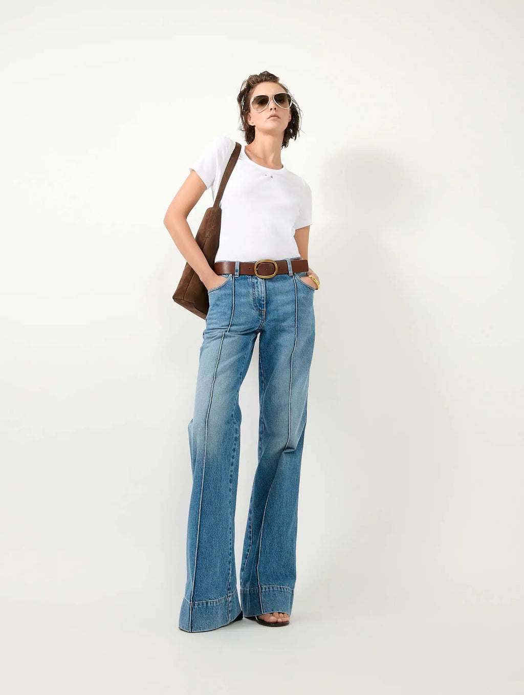JEAN FLARE EN DENIM BLEU
