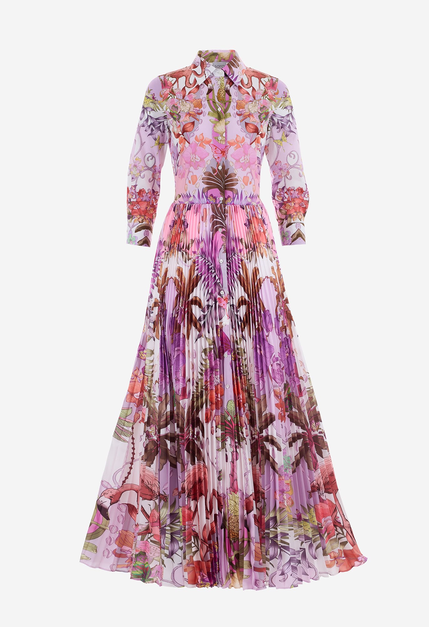 Robe imprimé palmier flamant rose
