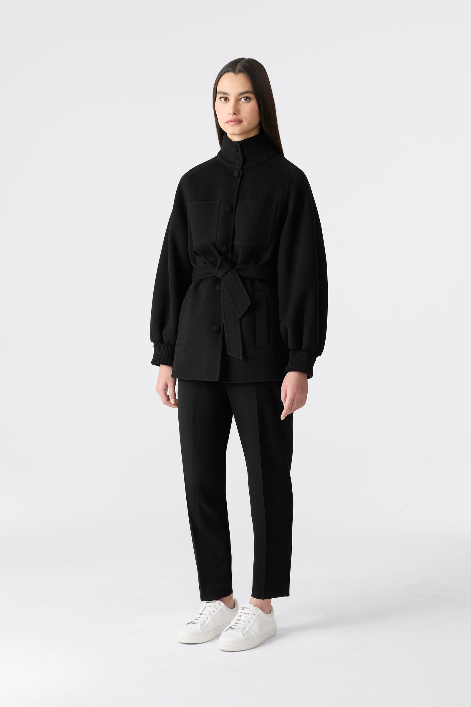 SHANIA Manteau mi-long à ceinture en laine double face                  JUSQU’À -5ºC