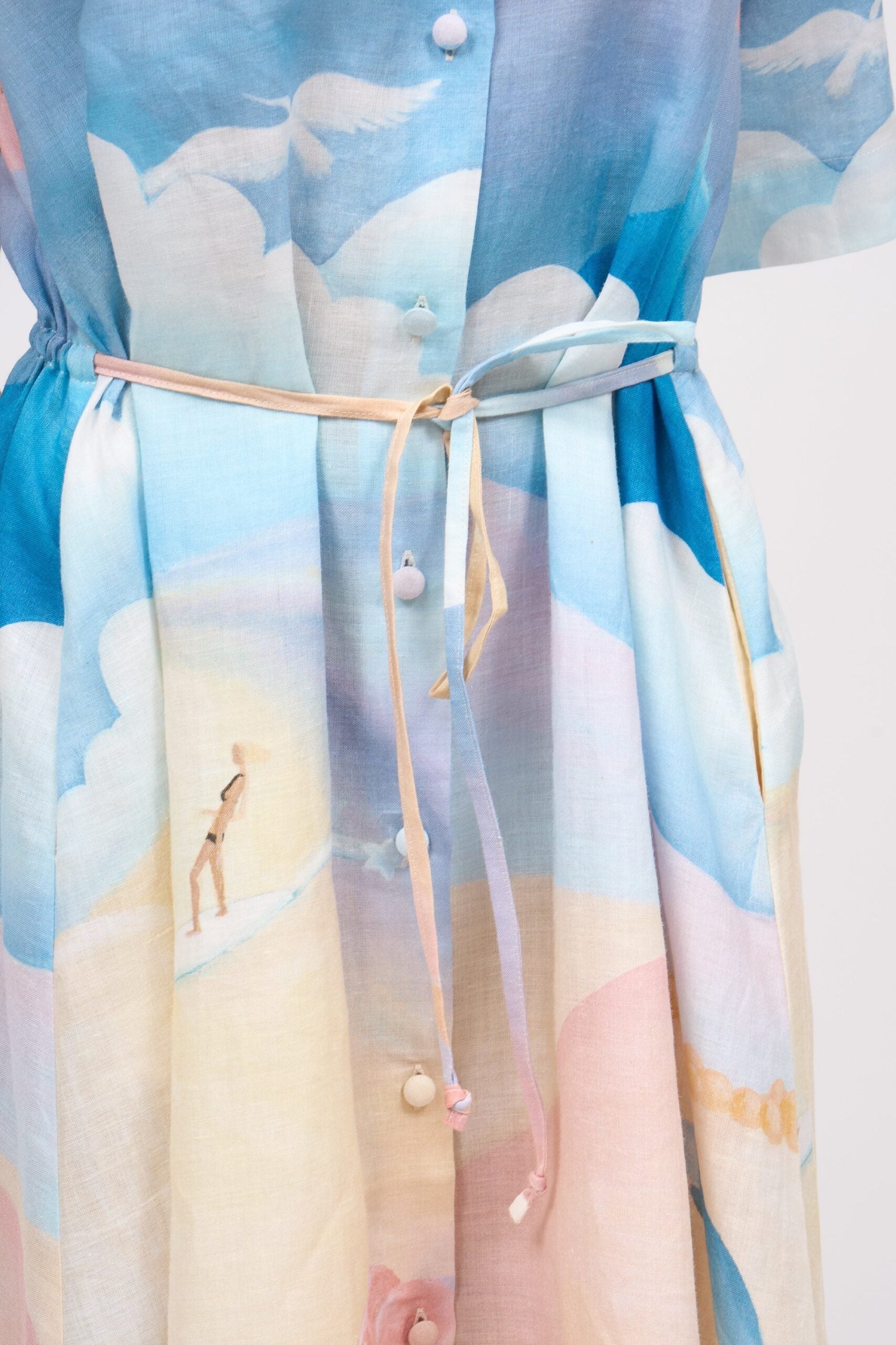 Robe chemisier ample imprimée en ramie