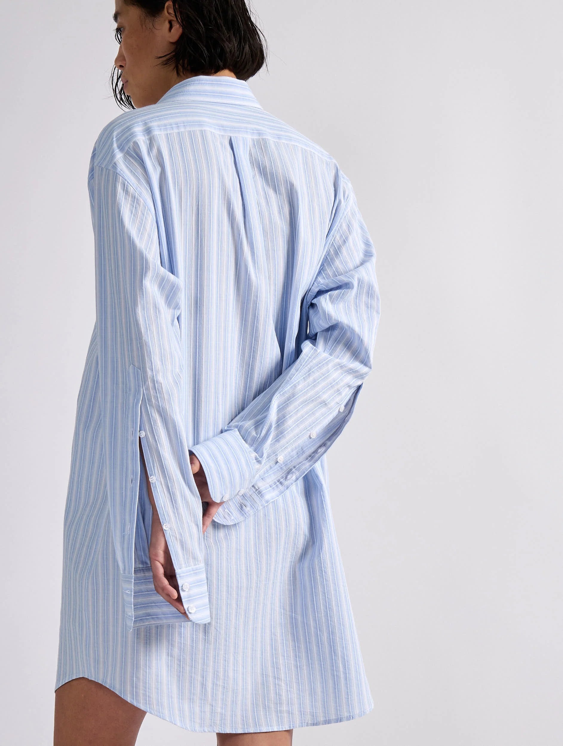ROBE CHEMISE À RAYURES OXFORD FAÇONNÉE