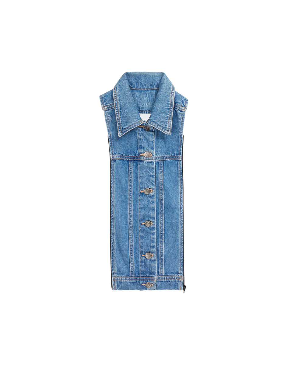 Plastron en jean  Denim bleu à zipper sur la veste  Miller dickey