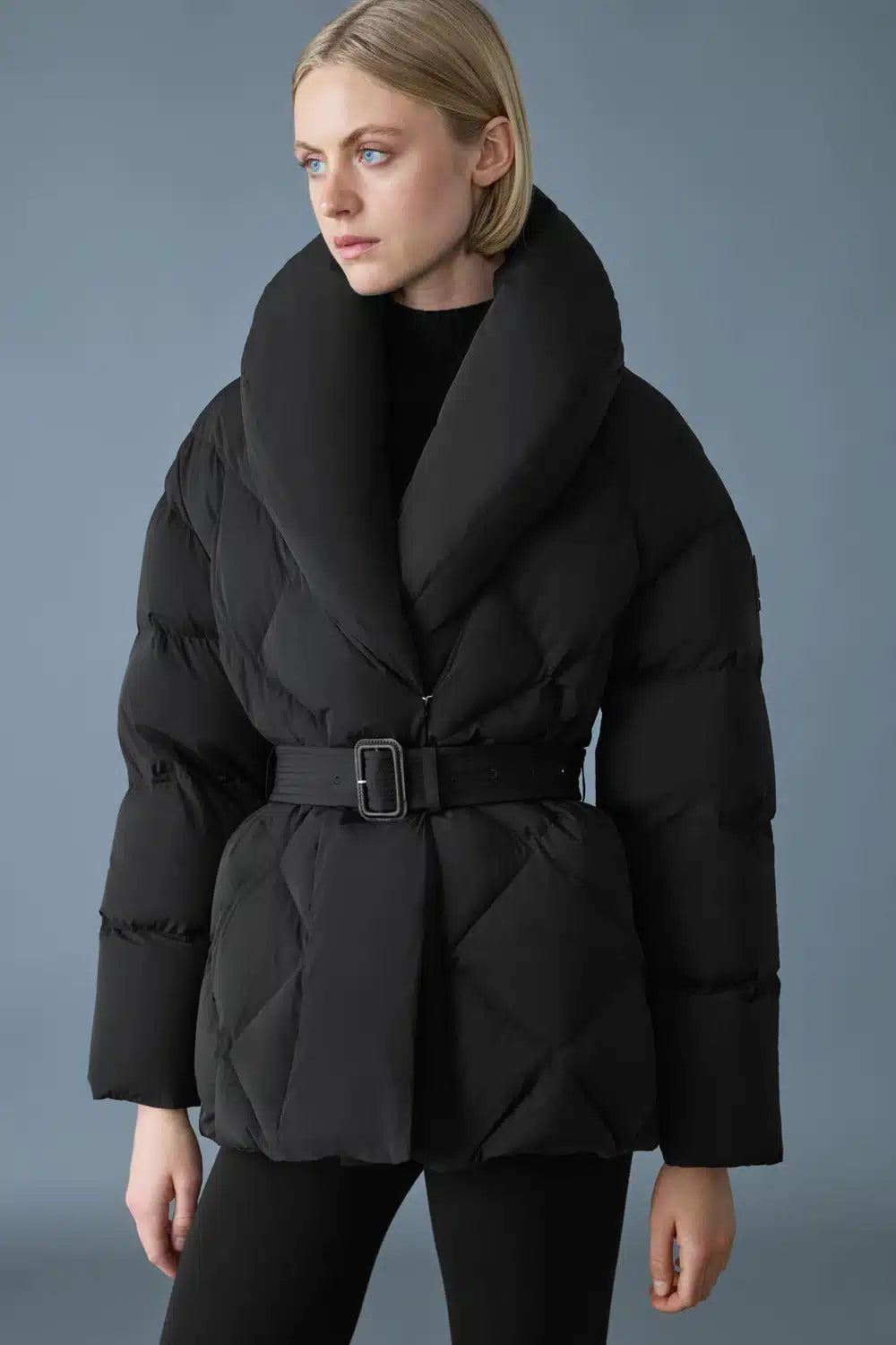 OLIVE Manteau en duvet avec ceinture et col châle