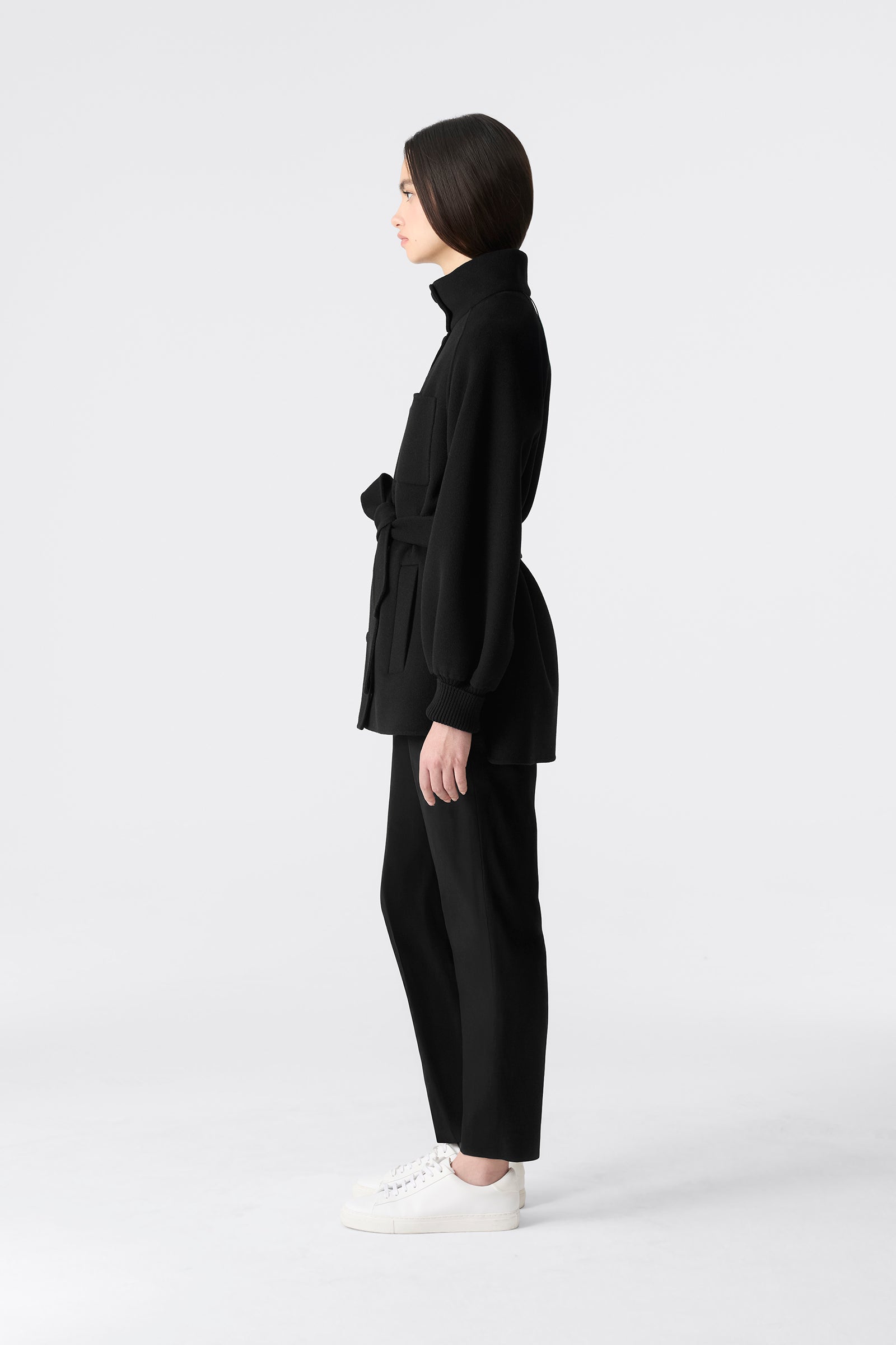 SHANIA Manteau mi-long à ceinture en laine double face                  JUSQU’À -5ºC