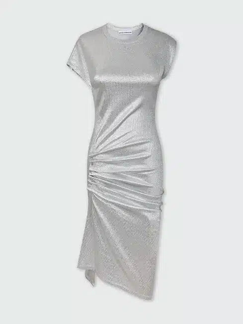 Robe Drapée Argent En Lurex