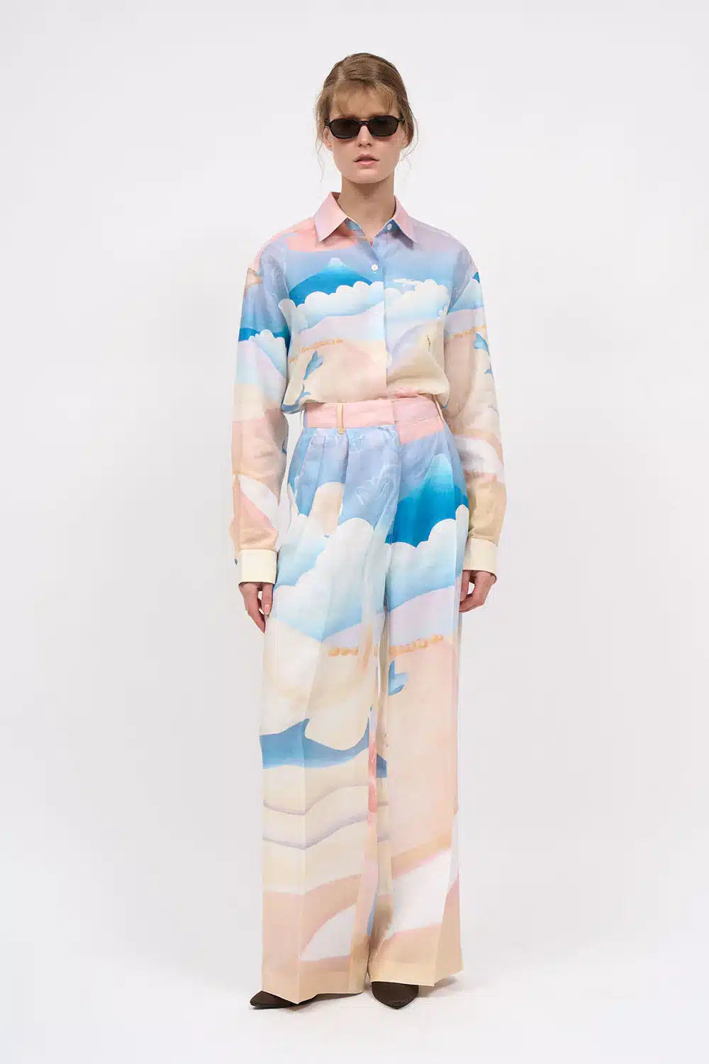Chemise manches longue en ramie imprimée