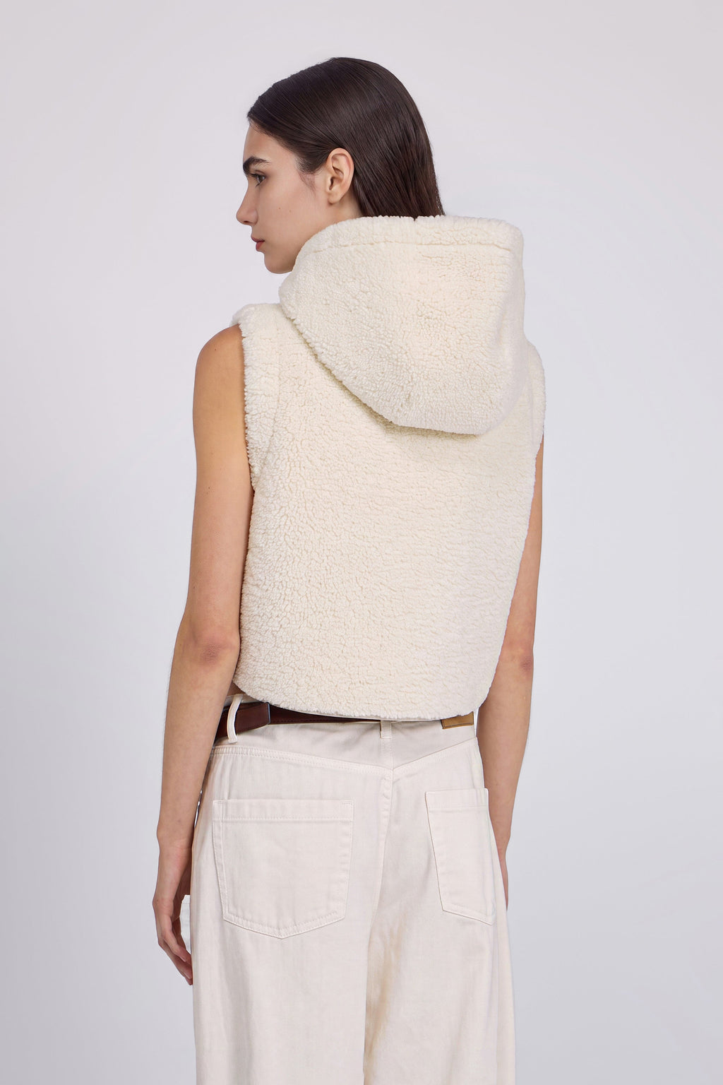 Sleeveless Hooded Sherpa Waistcoat