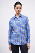 Chemise Carat   en popeline à carreaux brodée à la main