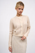 Cardigan Novelo  ajouré en cachemire mélangé couleur écru
